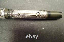Art Deco Feather Pen A Pump Ancient Ebonite Silver Massive Waterman Bayard Psf