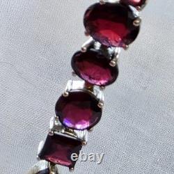 Art Deco-Inspired Antique Bracelet / Artisan-Made in 925 Silver and Garnets