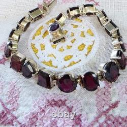 Art Deco-Inspired Antique Bracelet / Artisan-Made in 925 Silver and Garnets