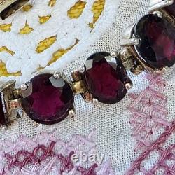 Art Deco-Inspired Antique Bracelet / Artisan-Made in 925 Silver and Garnets