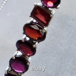 Art Deco-Inspired Antique Bracelet / Artisan-Made in 925 Silver and Garnets