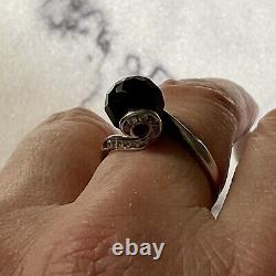 Art Deco Onyx, Topaz, Solid Silver Original Vintage Ring