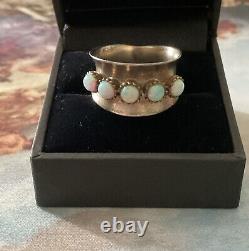 Art Deco Opal, Solid Silver, Vermeil, Beautiful Large Vintage Ring