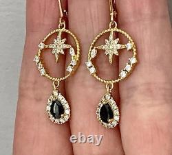 Art Deco Sapphire, Topaz, Gold, Silver, Beautiful Antique Earrings