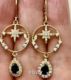 Art Deco Sapphire, Topaz, Gold, Silver, Beautiful Antique Earrings