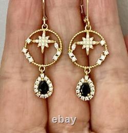 Art Deco Sapphire, Topaz, Gold, Silver, Beautiful Antique Earrings