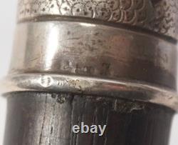 Art Nouveau Antique Walking Stick in 800 Sterling Silver, Floral-Decorated Handle