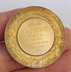 Art Nouveau Dubois Medal, Solid Silver Gilt Antique French Medal