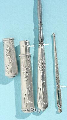 Art Nouveau Silver Old Sewing Needle Sewing Sewing Case Scissors