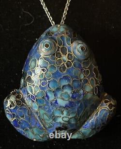 Art Of Asie Pendant Ancient Frog Emals Partitioned Solid Silver Vermeil