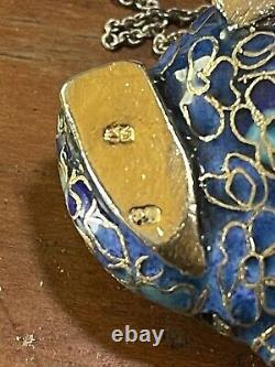 Art Of Asie Pendant Ancient Frog Emals Partitioned Solid Silver Vermeil