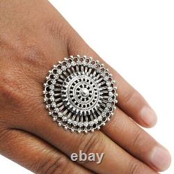 Artisan 925 Solid Silver Jewelry Vintage Band Ring Size 9 U62