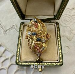 Authentic Multicolor Sapphire, Antique Ring in Gold, Silver
