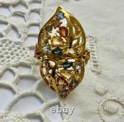 Authentic Multicolor Sapphire, Antique Ring in Gold, Silver