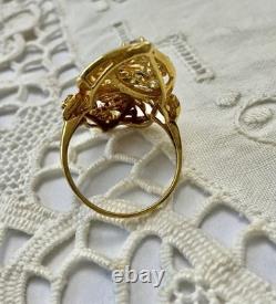 Authentic Multicolor Sapphire, Antique Ring in Gold, Silver