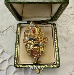 Authentic Multicolor Sapphire, Antique Ring in Gold, Silver