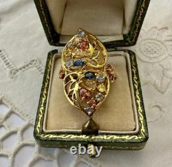 Authentic Multicolor Sapphire, Antique Ring in Gold, Silver