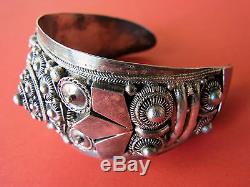 Awesome Ethnic Bracelet Cuff Open Old Silver By 950