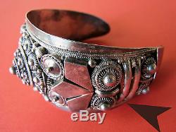 Awesome Ethnic Bracelet Cuff Open Old Silver By 950