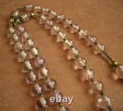 BEAUTIFUL OLD NECKLACE MADE OF AMETHYST OR QUARTZ BEADS AND SOLID SILVER GILT