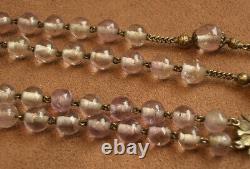 BEAUTIFUL OLD NECKLACE MADE OF AMETHYST OR QUARTZ BEADS AND SOLID SILVER GILT