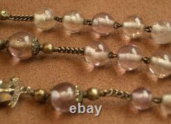 BEAUTIFUL OLD NECKLACE MADE OF AMETHYST OR QUARTZ BEADS AND SOLID SILVER GILT
