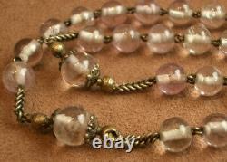 BEAUTIFUL OLD NECKLACE MADE OF AMETHYST OR QUARTZ BEADS AND SOLID SILVER GILT