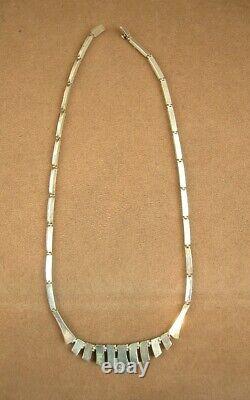 BEAUTIFUL OLD SILVER NECKLACE WITH HARD STONES SIGNED ESCORCIA MEXICO