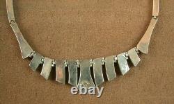 BEAUTIFUL OLD SILVER NECKLACE WITH HARD STONES SIGNED ESCORCIA MEXICO