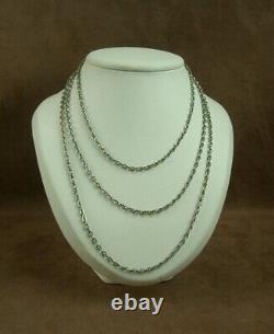 BEAUTIFUL VINTAGE LONG SILVER NECKLACE in SOLID SILVER 146cm