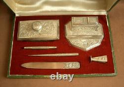 BEAUTIFUL VINTAGE SOLID SILVER DESK SET FROM EARLY 20TH CENTURY INDOCHINA CHINA