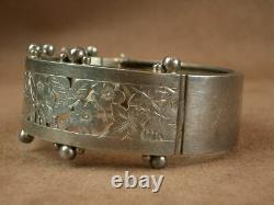 BEL IMPORTANT ANCIENT BRACELET RIGID CUFF IN SOLID SILVER 19th CENTURY