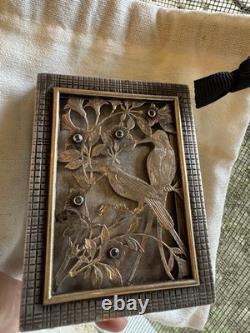 BOUCHERON-PARIS Vintage Powder Compact in Rose Gold, Silver, and Sapphires