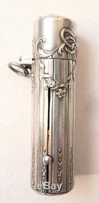 Baton Case Lipstick In Solid Silver Old Circa 1900 Lipstick Box