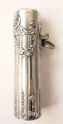 Baton Case Lipstick In Solid Silver Old Circa 1900 Lipstick Box