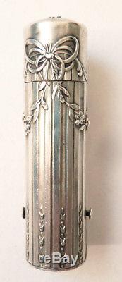 Baton Case Lipstick In Solid Silver Old Circa 1900 Lipstick Box