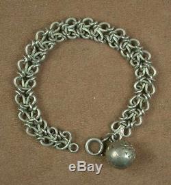 Beautiful Ancient Bracelet In Sterling Silver & Vermeil Beautiful Mesh With Charms