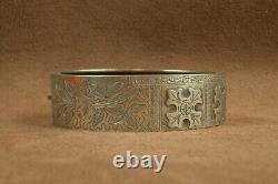 Beautiful Ancient Bracelet, Rigid Opening Cuff in Solid Silver, 19th Century