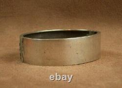 Beautiful Ancient Bracelet, Rigid Opening Cuff in Solid Silver, 19th Century