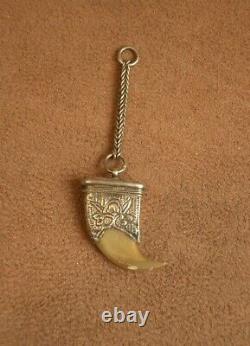 Beautiful Ancient Claw Mount Pendant In Massive Silver