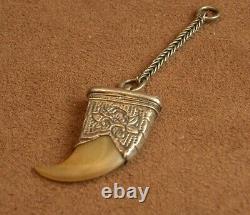 Beautiful Ancient Claw Mount Pendant In Massive Silver