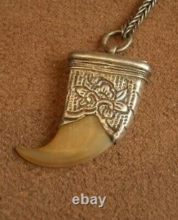 Beautiful Ancient Claw Mount Pendant In Massive Silver