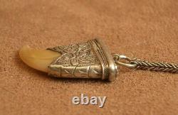 Beautiful Ancient Claw Mount Pendant In Massive Silver