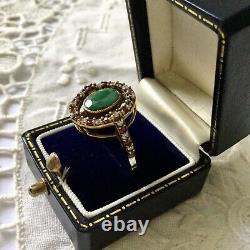 Beautiful Ancient Emerald Ring, Rubis, Topaz, Vermeil And Silver