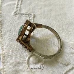 Beautiful Ancient Emerald Ring, Rubis, Topaz, Vermeil And Silver