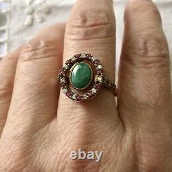 Beautiful Ancient Emerald Ring, Rubis, Topaz, Vermeil And Silver