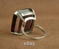 Beautiful Ancient Ring In Massive Silver Sertie Of A Huge Amethyst