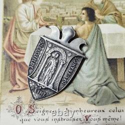 Beautiful Antique Silver Pendant / Medal of Saint Clotilde by the Engraver