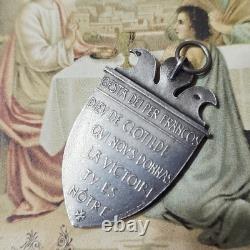 Beautiful Antique Silver Pendant / Medal of Saint Clotilde by the Engraver