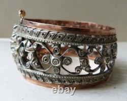 Beautiful Antique Solid Silver Bracelet Set with Diamonds, 72g